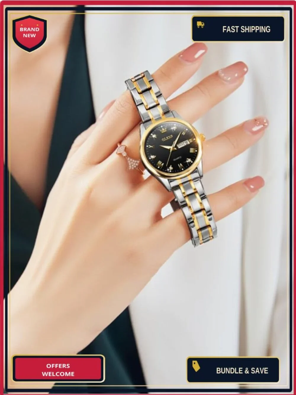 Women's Wrist Watch Stainless Steel Bracelet Stretch Band Water Resistant